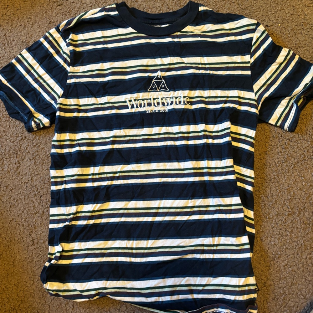 HUF Worldwide striped tee shirt